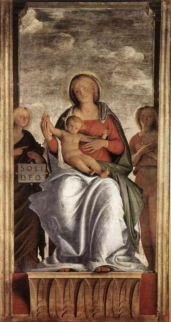 Bramantino: Madonna col Bambino e due angeli, Particolare (un affresco riportato su tela) cm. 240 x 135), Pinacoteca di Brera, Milano.