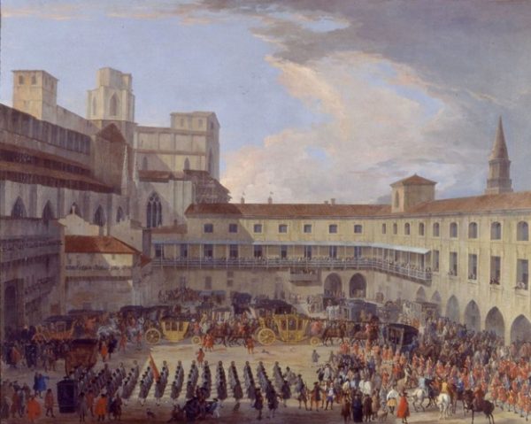 Broletto vecchio (Palazzo Ducale) all'arrivo di Carlo III di Spagna