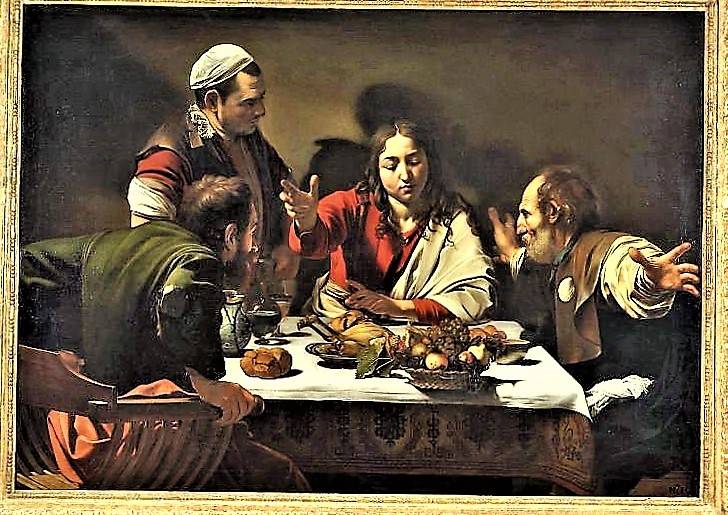 Cena in Emmaus, 1601, prima versione, National Gallery Londra, olio su tela cm 139x195